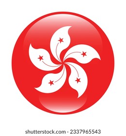 The flag of Hong Kong. Flag icon. Standard color. Circle icon flag. 3d illustration. Computer illustration. Digital illustration. Vector illustration.