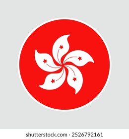 The flag of hong kong. Flag icon. Standard color. Round flag. Computer illustration. Digital illustration. Vector illustration.	