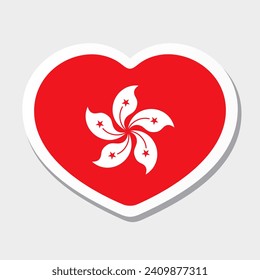 Flag of Hong Kong icon. Vector heart sticker.