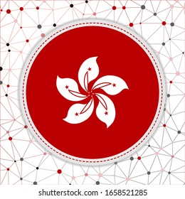 Flag of Hong Kong with network background. Hong Kong sign. Authentic vector illustration.