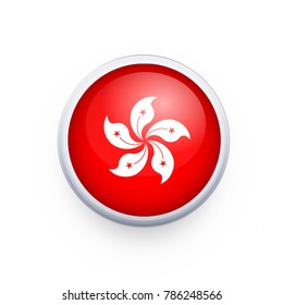 Flag of Hong kong as round glossy icon. Button with Hong kong flag. National flag for country of Hong kong isolated, banner vector illustration. Vector illustration eps10.
