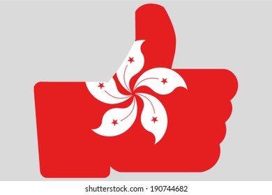 The flag of Hong Kong in a Thumbs Up Icon
