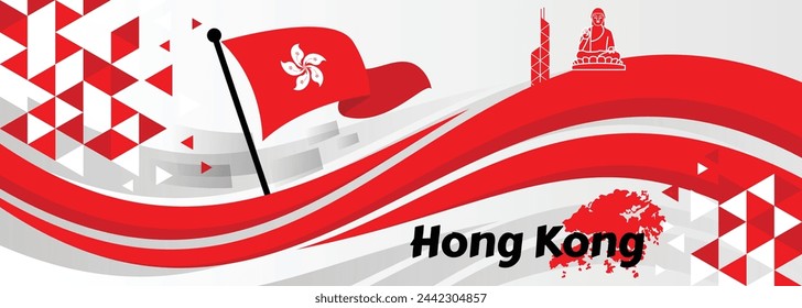 Flag of Hong Kong. Hong Kong Flag. Vector Flag Background. Stock Illustration

