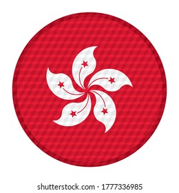 Flagge Hongkongs Vektorgrafik. Hongkonger Flaggenknopf mit Cube-Muster einzeln auf weißem Hintergrund