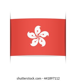 Flag of Hong Kong. Vector illustration of a stylized flag. The slit in the paper with shadows. Element for infographics.