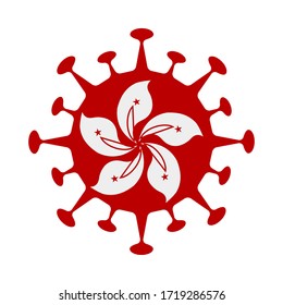 Flagge von Hongkong in Virusform. Länderzeichen. Vektorgrafik.
