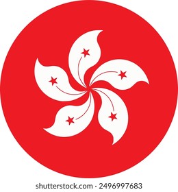 The flag of hongkong. Flag icon. Standard color. Round flag. Computer illustration. Digital illustration. Vector illustration.