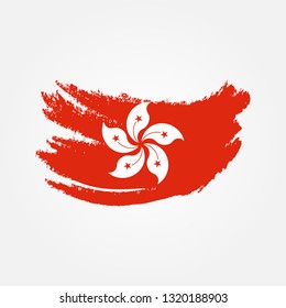 Flag of Hongkong vector with brush stroke effect illustration