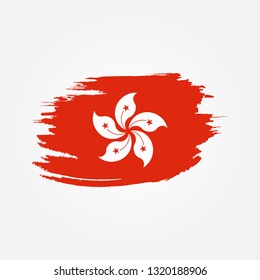 Flag of Hongkong vector with brush stroke effect illustration