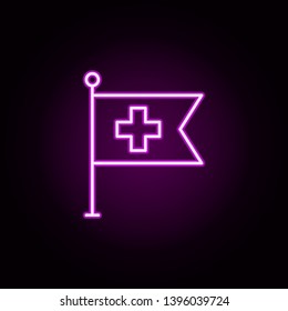 Flag hospital neon icon. Elements of medical set. Simple icon for websites, web design, mobile app, info graphics