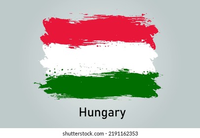 Flag of Hungary brush stroke grunge style banner background. vector.