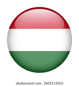 flag of Hungary, button round glossy icon