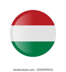 The flag of hungary. Circle icon flag. Button flag icon. Standard color. 3d illustration. glossy circle badge	