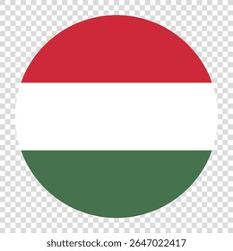 Flagge von Ungarn. Ungarn Kreis Flagge Logo Symbol Computer Vektorgrafik-Design. Transparenter Schachbretthintergrund.