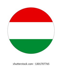 Flag of Hungary. Circular icon on white background, vector illustration.