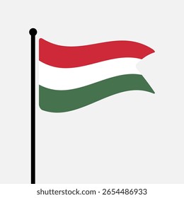 Bandeira da Hungria. Hungria bandeira computador digital vetor ilustração ícone design. Bandeira de mastro flutuante.