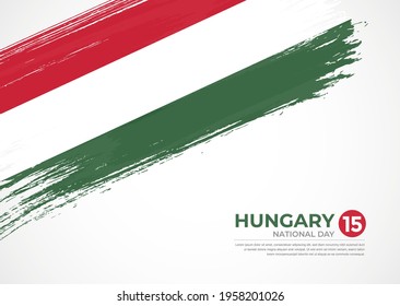 Flag of Hungary with creative painted brush stroke texture background