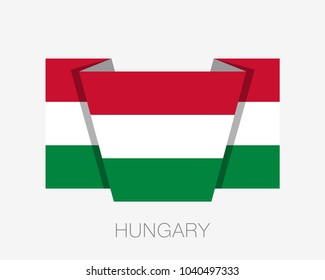 Flag of Hungary. Flat Icon Waving Flag with Country Name on a White Background