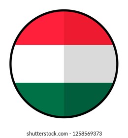 Bandera Hungría - botón de diseño de estilo plano. Ilustración del emblema de la nación, aislada en un fondo blanco. 