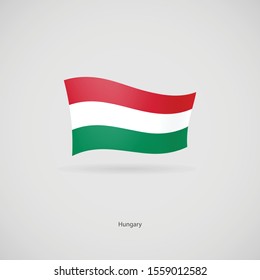 The flag of Hungary is flying layered vector image.