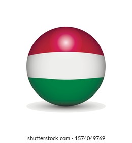 Flag of Hungary in the form of a ball isolated on white background.