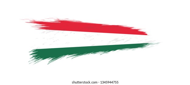 Flag of Hungary in grunge brush stroke, vector grunge illustration.