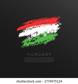 Bandera de Hungría en el paso del pincel de Grunge : Ilustración vectorial
