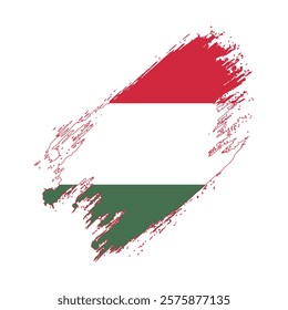 Flag of Hungary Grunge Brush Stroke Style Vector