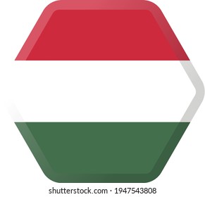 Flag of  Hungary hexagonal icon with smoothed corners, shadows and lights
