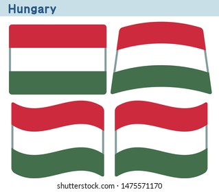 Flag of Hungary. Flag icon set of four different shapes. Vector Illustration.
