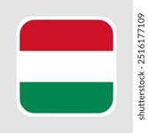 The flag of hungary. Flag icon. Standard color. flat vector square with rounded corners Computer illustration. Digital illustration. Vector illustration.	