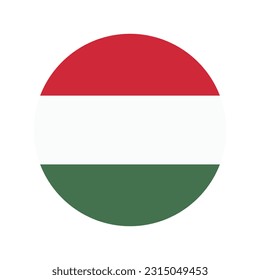 The flag of Hungary. Flag icon. Standard color. A round flag. Computer illustration. Digital illustration. Vector illustration.