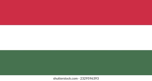 The flag of Hungary. Flag icon. Standard color. Standard size. A rectangular flag. Computer illustration. Digital illustration. Vector illustration.