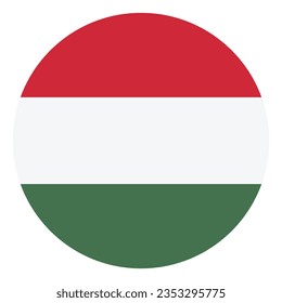 The flag of Hungary. Flag icon. Standard color. Circle icon flag. Computer illustration. Digital illustration. Vector illustration.