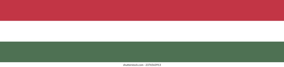 The flag of Hungary. Flag icon. Standard color. Long size. A long banner. Computer illustration. Digital illustration. Vector illustration.