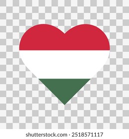 Flag of Hungary love icon symbol  isolated on transparent background. Vector illustration