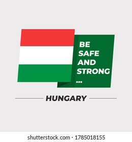 Flag of Hungary : National flag icon with encouraging message isolated on light grey background : Vector Illustration