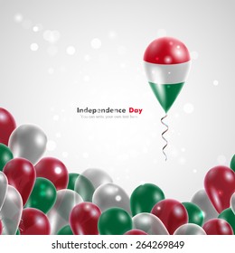 Flag of Hungary on balloon. Celebration and gifts. Balloons on the feast of the national day. 