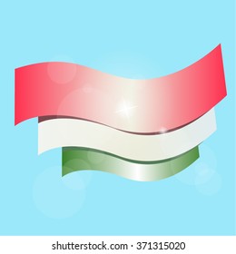Flag of Hungary on a blue background. Vector illustration. Eps 10