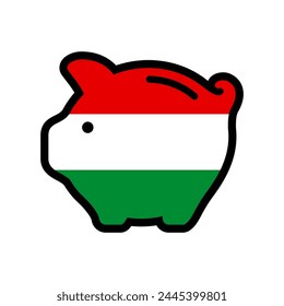 Flag of Hungary, piggy bank icon, vector symbol.