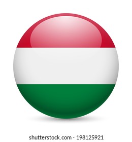 Flag of Hungary as round glossy icon. Button with Hungarian flag