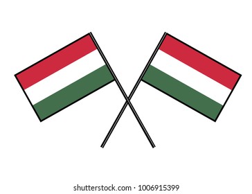 Flag of Hungary. Stylization of national banner. Simple vector illustration with two flags.