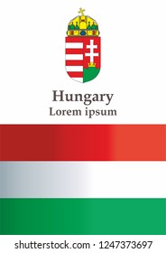 Flag of Hungary, Hungary. Template for award design, an official document with the flag of Hungary. Bright, colorful vector illustration.