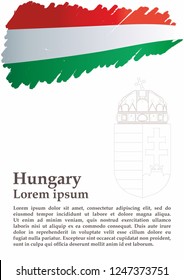 Flag of Hungary, Hungary. Template for award design, an official document with the flag of Hungary. Bright, colorful vector illustration.