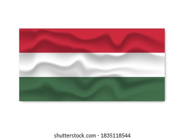Flag of Hungary with texture isolated on white background.