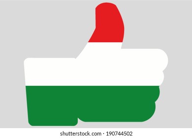 The flag of Hungary in a Thumbs Up Icon