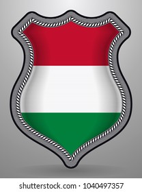 Flag of Hungary. Vector Badge and Icon. Horizontal Orientation Version