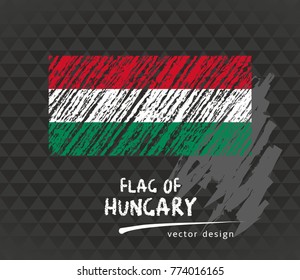 Flag of Hungary, vector chalk illustration on black background
