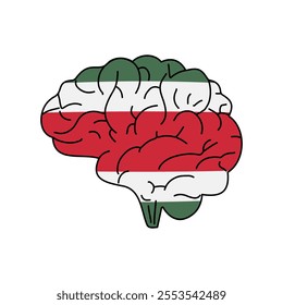 Flag of Hungary. Vector illustration of a combination of a human brain with a country flag on a white background.