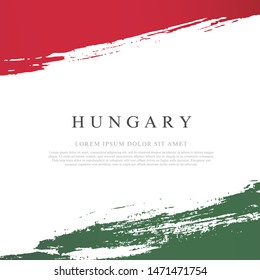 Bandera de Hungría. Ilustración vectorial en fondo blanco. Los trazos de pincel se dibujan a mano. Día de la Independencia.